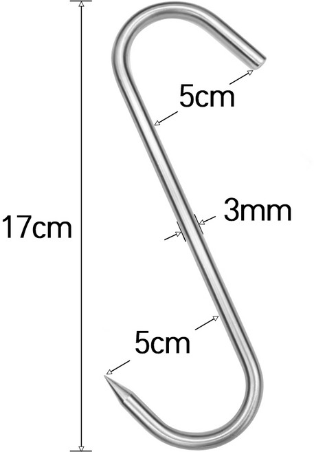 항아리 바베큐 삼겹살 고기걸이 S걸이 훈제 304 스텐, 10개, 17cm