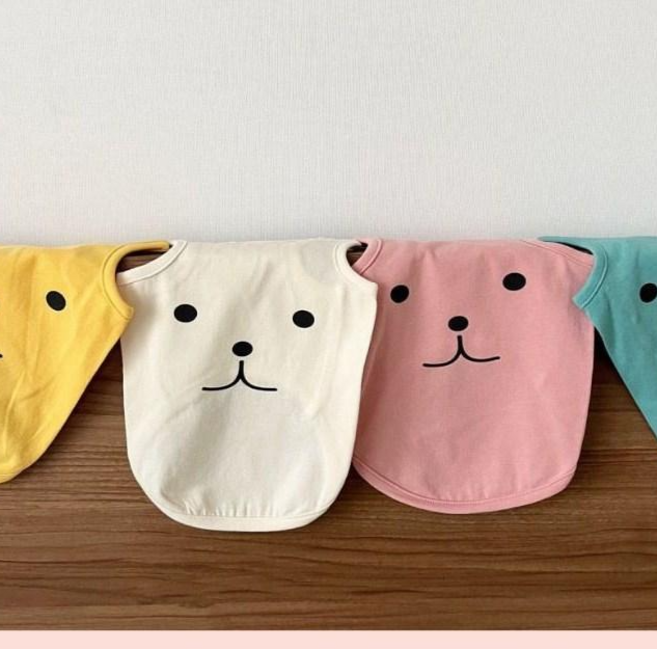 애견 봄여름 스마일 티셔츠, 1개, 핑크