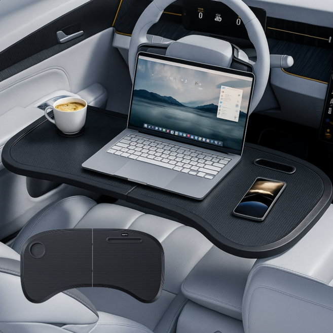 하루테 접이식 차량용 테이블, 블랙, 1개