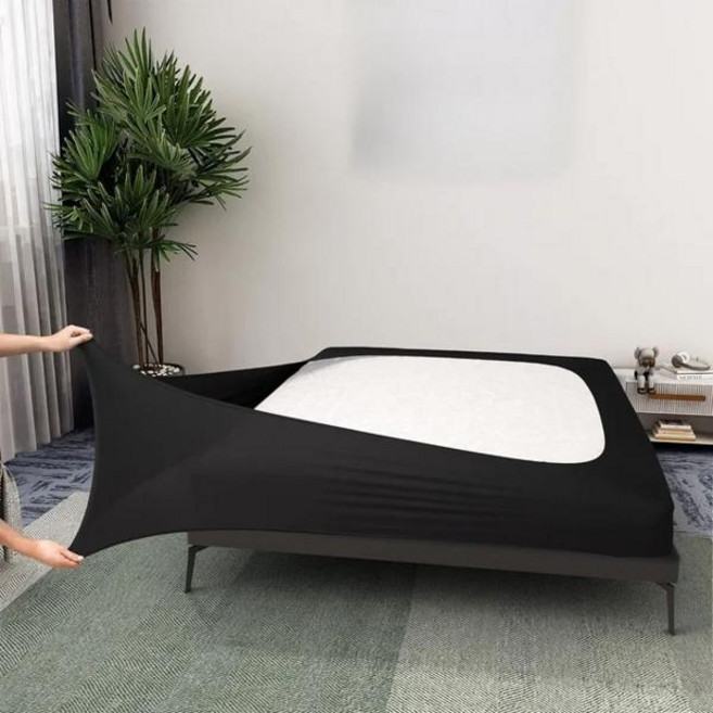 GEEKI 인테리어 침대 이불 침구 세트 박스 용수철 커버 퀸 사이즈 신축성 랩 어라운드 4 면 스커트 트윈 풀 킹 대체