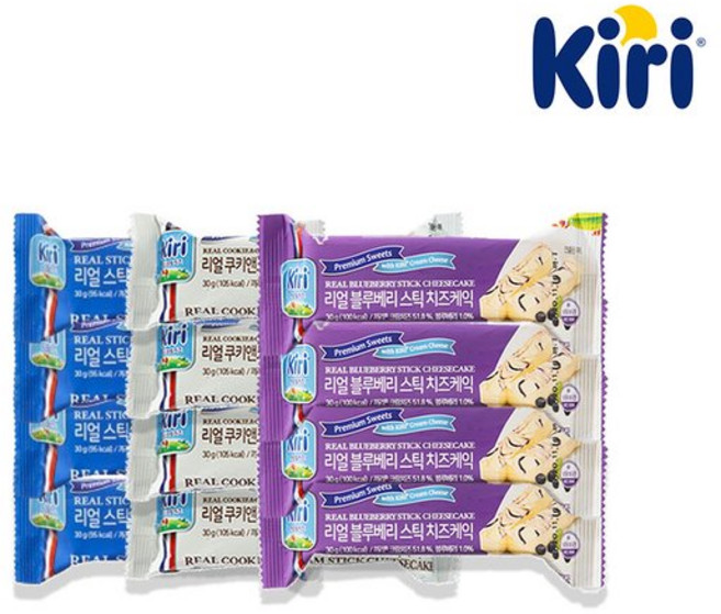 끼리 끼리 리얼스틱 치즈케익 30g 3종 12개(플레인/블루베리/쿠키앤크림)