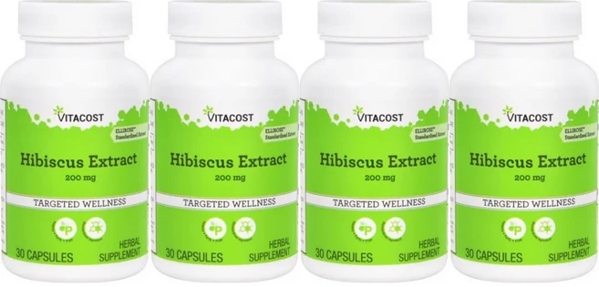 비타코스트 히비스커스 추출물 200mg, 4팩, 30정 - 쿠팡