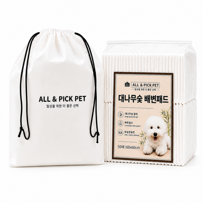 올엔픽 대나무숯 강아지 배변패드, 1개, 50개입