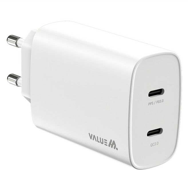 밸류엠 PD 40W 2포트 PPS 초고속 C타입 유선멀티충전기, 화이트, 1개