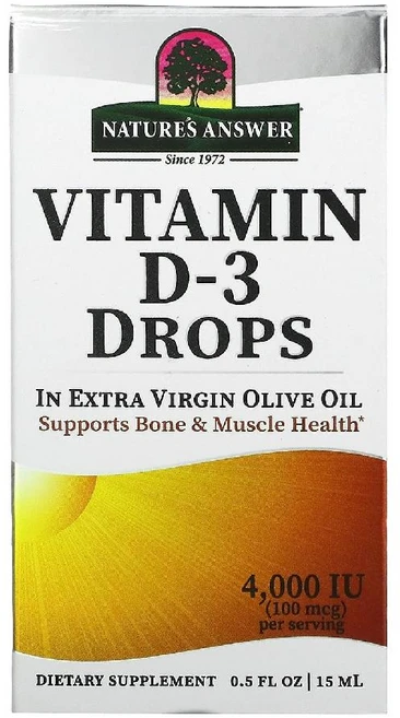 네이처스앤서 비타민D-3 드롭스 100mcg 4 000IU 15ml 0.5fl oz, One Color, 1개, 14.787ml - 쿠팡
