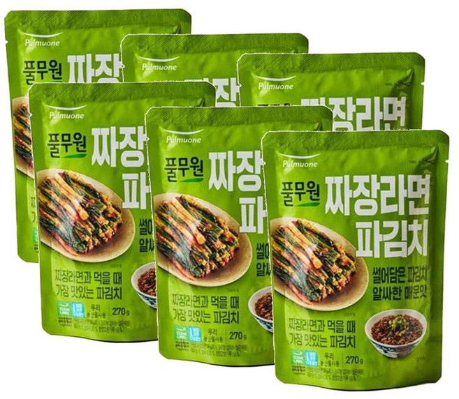 풀무원 짜장라면 파김치 썰어담은 알싸한 매운맛, 6개, 270g