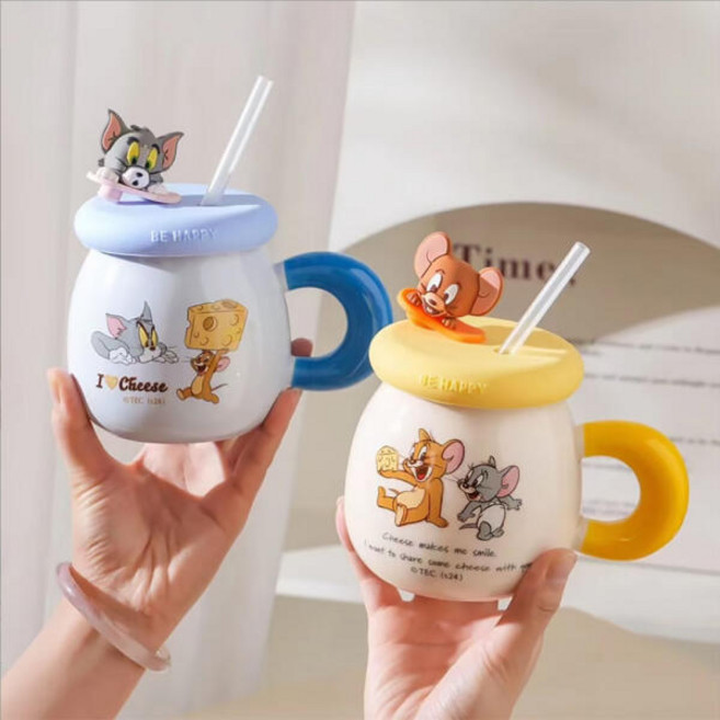 톰과 제리 뚜껑 빨대 머그컵, 톰, 1개