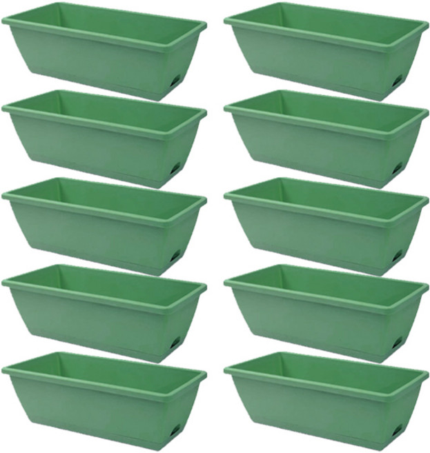 해피앤몰 직사각 대형 화분 + 받침대 10개 세트, 머스타드그린 10개세트