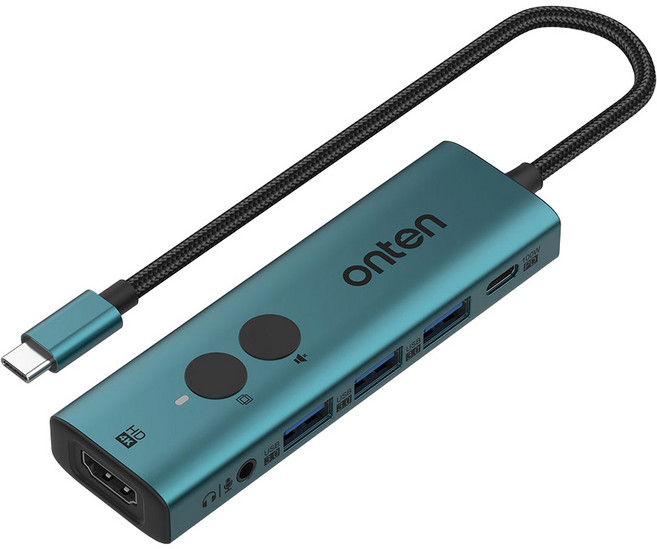 FW098 Coms C타입 멀티허브 USB3.0 + PD3.0 +HDMI 4K + 3.5mm 모니터 on off + 음소거 기능, 1개