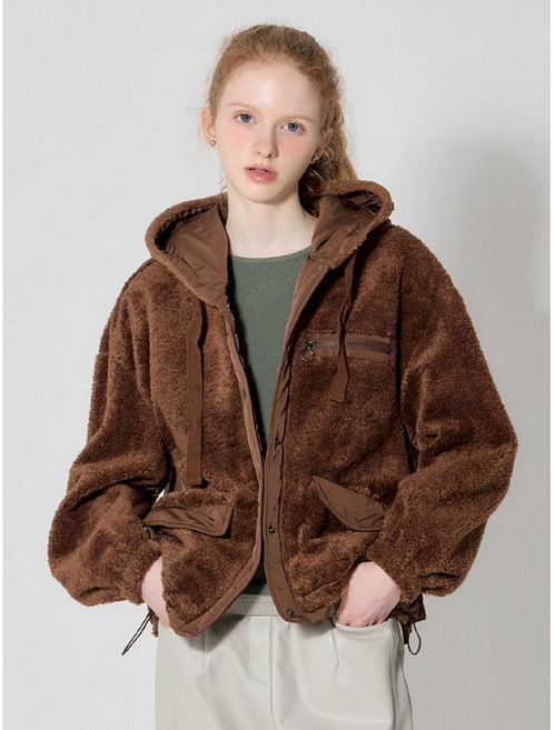 보니스팍스 숏 후드 무스탕 집업 점퍼 택가격 259000원