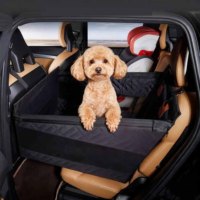 차량용 강아지카시트 뒷좌석 넓고 편안한 방수 애견카시트, 1개, 블랙