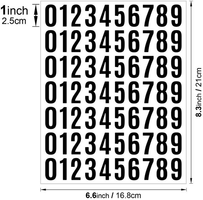 1英寸數字貼紙 防水乙烯基自粘數碼編號貼紙, 1個, 1英寸黑体数字9色【黑色】P407
