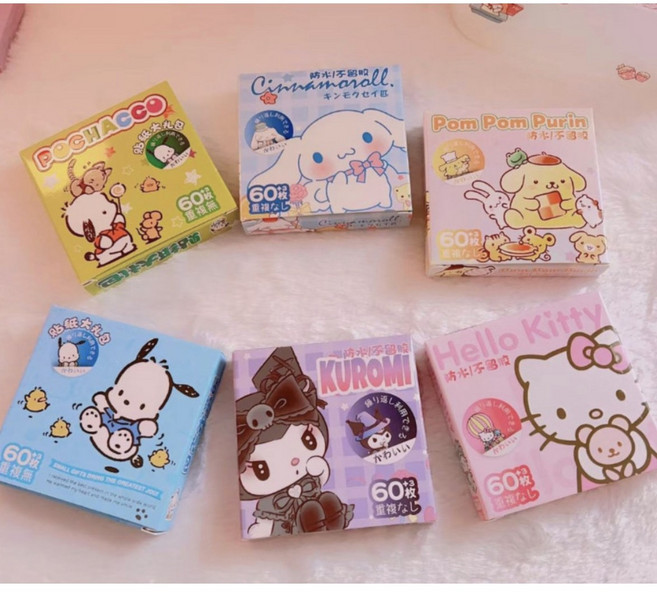 산리오 스티커 60장 스티커팩 (시나모롤 쿠로미 키티 폼폼푸린 포차코), 1팩, 2.쿠로미(보라)