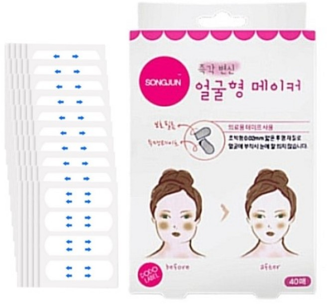 100매 얼굴리프팅 얼굴형메이커 투명페이스 테이프 볼살 이중 턱살 주름당기는 피부 미용재료, 1개