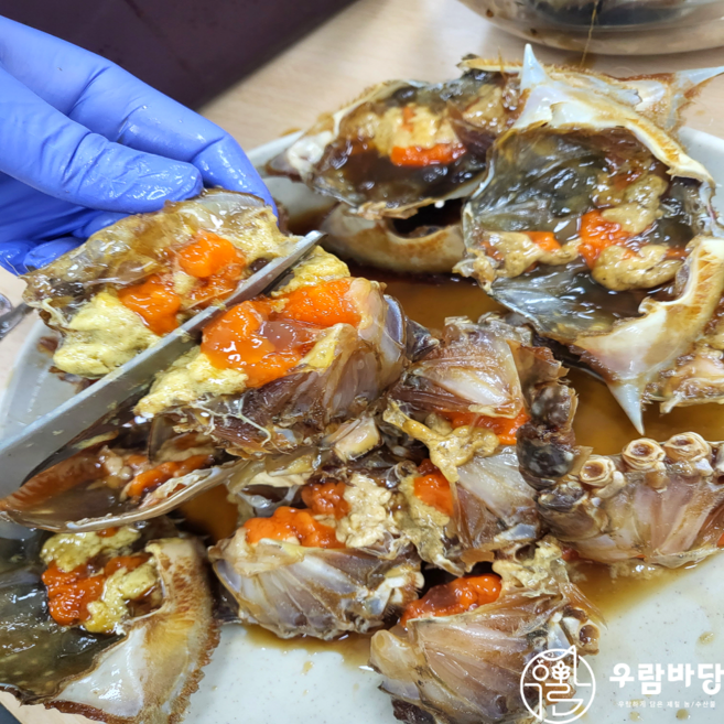 [품질보장] 봄 제철 알배기 활 암꽃게 게장용 찜용, 1개, 2kg(3-4미, 중)