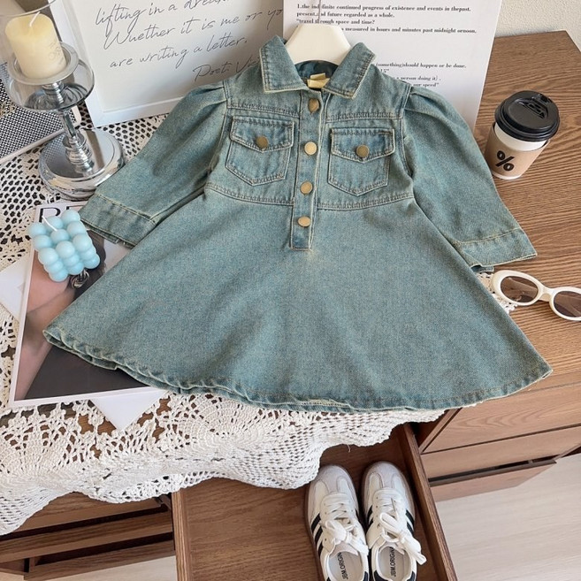 구빠방 아동 데님 플레어 원피스
