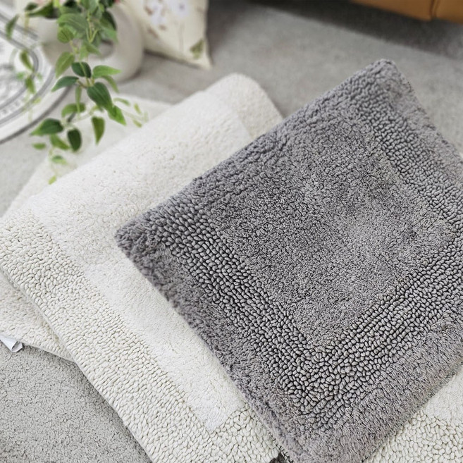 프리미엄 빨아쓰는 고밀도 면100% 욕실 주방 발매트 러그, 그레이