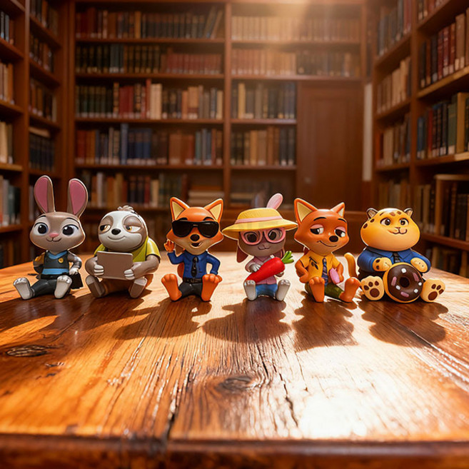 주토피아 피규어 6종 세트 생일 케이크 장식 인테리어 소품 주디 홉스 닉 와일드 벨웨더 플래시, 1개