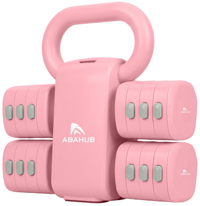 ABAHUB 2in1 무게조절 덤벨 케틀벨 여성 홈트 입문용 미끄럼방지 그립, 1개, 5kg, 핑크색