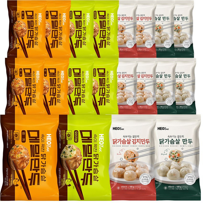허닭 닭가슴살 만두 혼합 (오리지날 김치 메밀), 180g, 20개