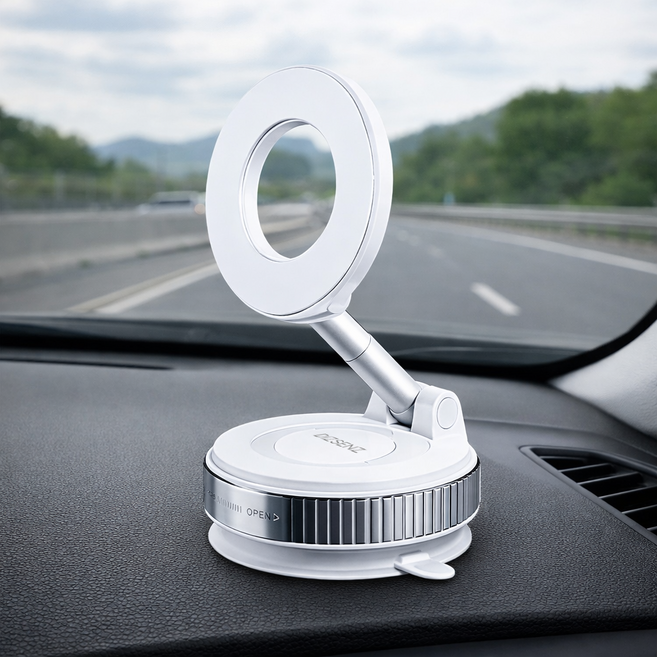 디즈센즈 360도 에어흡착 맥세이프 차량용 핸드폰 거치대, 화이트, 1개