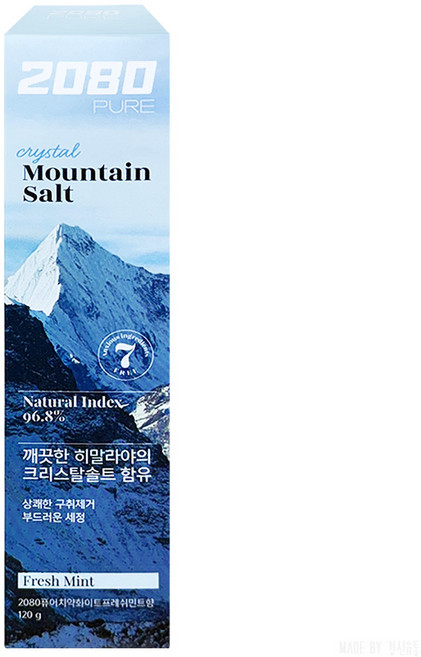2080 퓨어 마운틴솔트 치약 크리스탈 민트, 120g, 3개