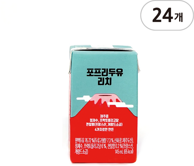 포프리 100% 국산 제주콩을 껍질째 그대로 포프리 두유 리치, 145ml, 24개