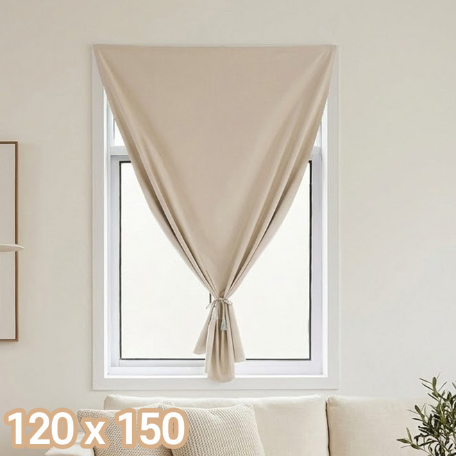 앙플러스 완벽차단 붙이는 벨크로 암막 커튼