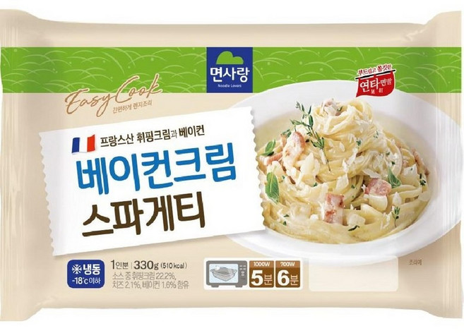 베이컨크림스파게티 면사랑, 330g, 18개