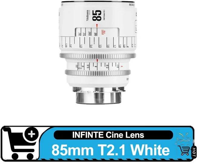 7artisans 인피니티 시네 렌즈 35mm T2.1 50mm T2.1 85mm T2.1 MF 풀프레임 대구경 렌즈 (캐논 EF PL 마운, 02 PL, 02 85mm T2.1 White