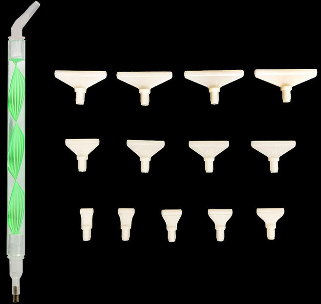 뉴타임즈 DIY 보석십자수 고급펜 세트 15헤드 부자재 취미 작업도구 1개, 초록의, 1세트