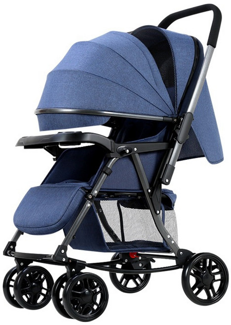遛娃通用嬰兒推車三胞胎四胞胎胞胎雙胞胎嬰兒車連接器景觀可坐輕, 旗艦版-牛仔藍+雙向推行-可變搖籃:如圖所示
