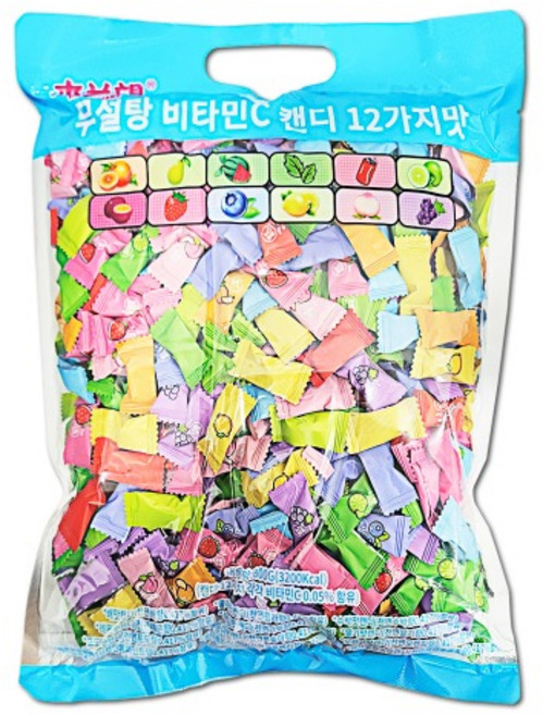 MULANWANG 무설탕 비타민 C 민트 캔디 12가지맛 800g 과일맛 사탕, 1개