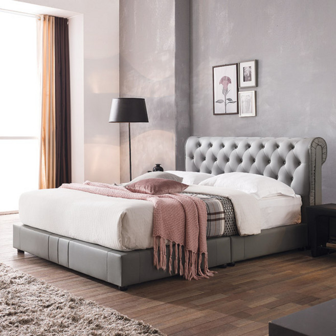 젠티스 퀸 침대 세트 (SLEEPaWAY S3 프리미엄 매트리스 포함), 13. 레나 평상형 침대(그레이)