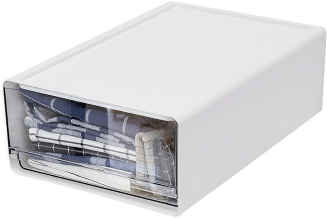 서랍형 투명 정리함 미니 주방 팬트리 수납 정리함 리빙박스, 화이트대형, 1개