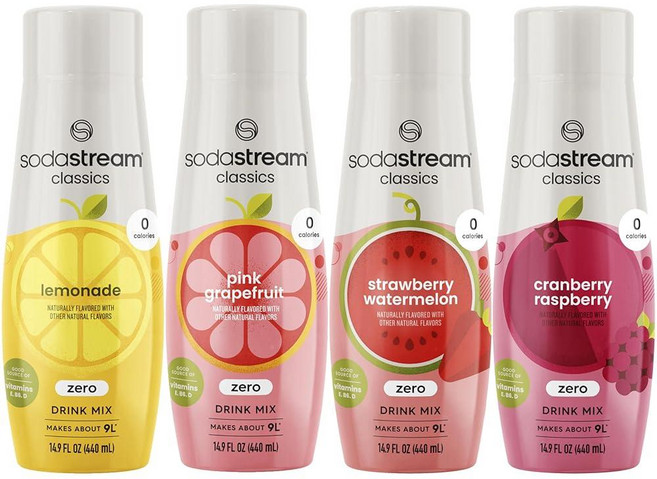 SodaStream 크랜베리 라즈베리 제로 칼로리 440ml 14.8 액량 온스 (4팩), 14.8 Fl Oz (Pack of 4), Variety Pack Zero 598333