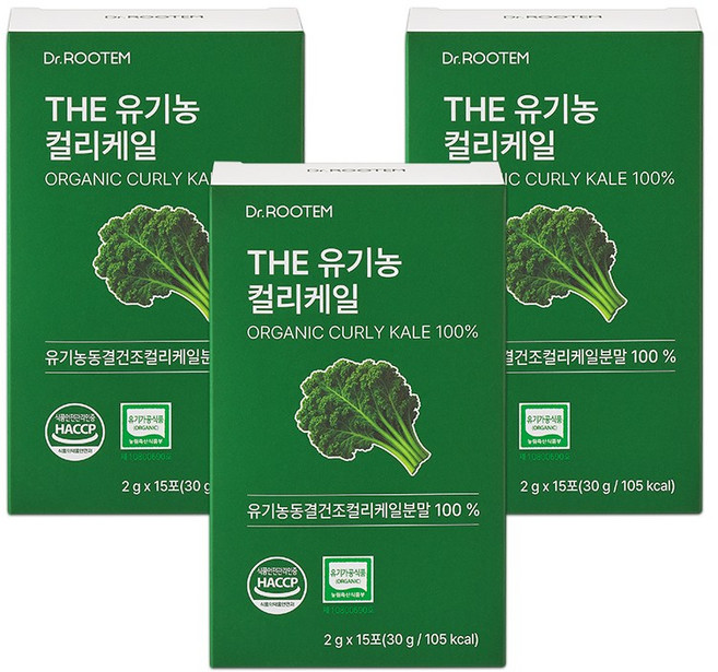 닥터루템 유기농 컬리케일 분말 100% 곱슬 케일 가루 동결건조, 3박스, 30g