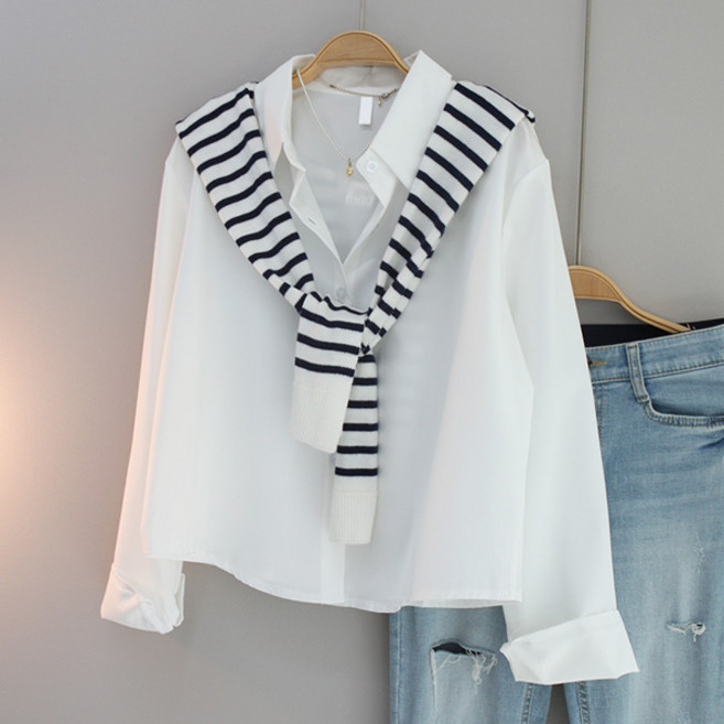 달콩 여성 힐더크롭카라블라우스 봄신상 오피스룩 카라셔츠