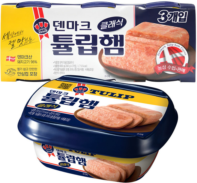 튤립푸드 클래식 햄 통조림, 200g, 3개