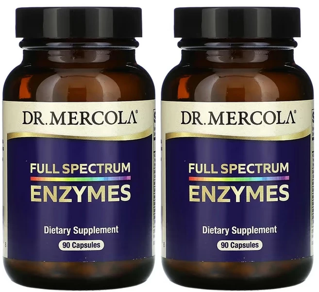 Dr. Mercola Enzymes Full Spectrum 닥터 머콜라 엔자임 풀 스펙트럼 90캡슐 2병 프로테아제 베타글루카나제 글루코아밀라아제 함유, 2개, 90정 - 쿠팡