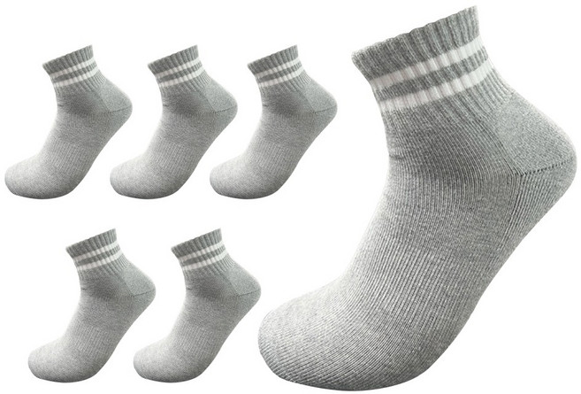 비바슈슈 남성용 스포츠 쿠션 면양말 단목 스트라이프 6켤레