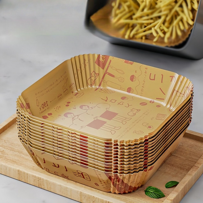 크라프트지 에어프라이어종이호일사각 가정용 기름종이 도시락 용기, 20개, 16*16센티미터