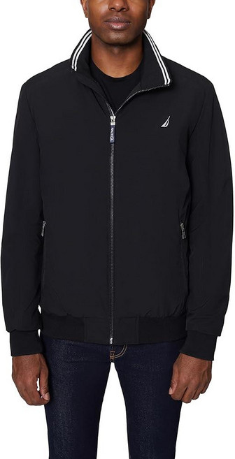 Nautica 남성용 봄버 재킷 - 윈드브레이커 방수 골프 하이킹 보트 타기 캐주얼웨어 오닉스. 5X 노티카