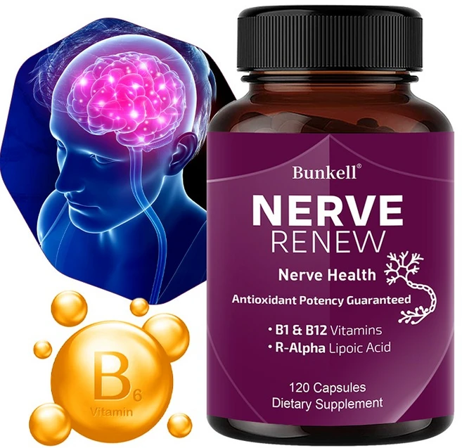 Nerve Renew 고급 신경 지원 - R-알파 리포산 및 비타민 B 복합체를 함유한 천연 신경 불편 지원 - 120 캡슐 - 항산화력 빠르게 작용하는 포뮬러, 120캡슐, 1개, 120정 - 쿠팡