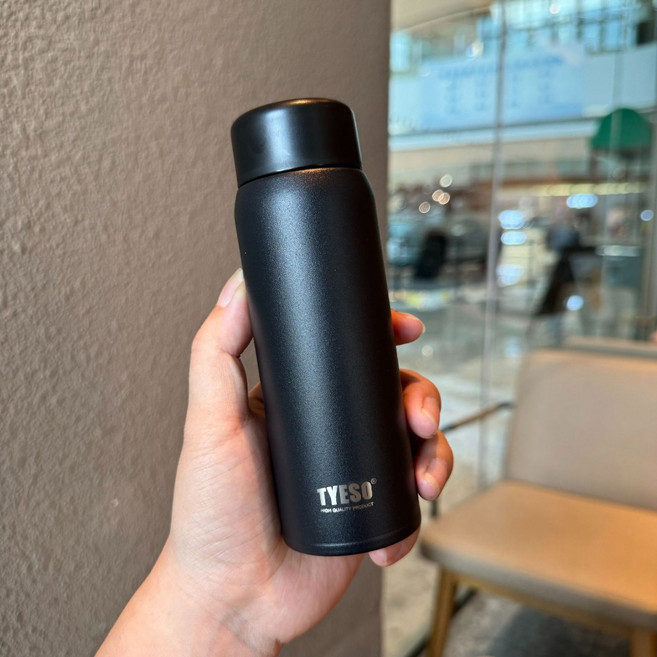 TYESO迷你保溫杯 ins便攜不鏽鋼 時尚小巧 學生簡約水杯, 磨砂黑 200ml(新款色), 1個