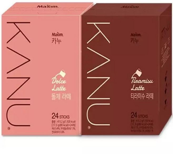 맥심 카누 달콤한 돌체 라떼 24T 티라미수 24T 커피 세트, 24개
