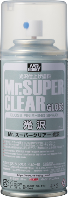 MR.HOBBY 군제 탑코트 슈퍼클리어 유광 반광 무광 uvcut (선택), 슈퍼클리어-유광, 1개, 170ml