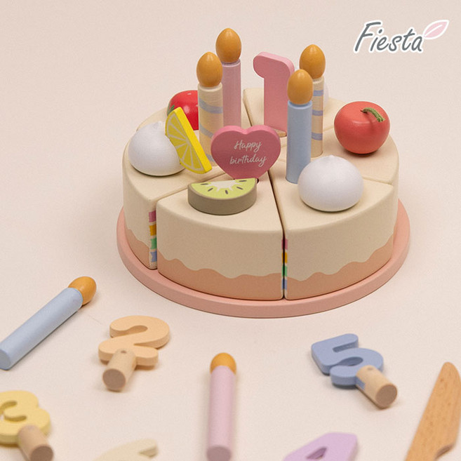 피에스타 원목 소꿉놀이 홀케이크 세트, 1세트, 단품