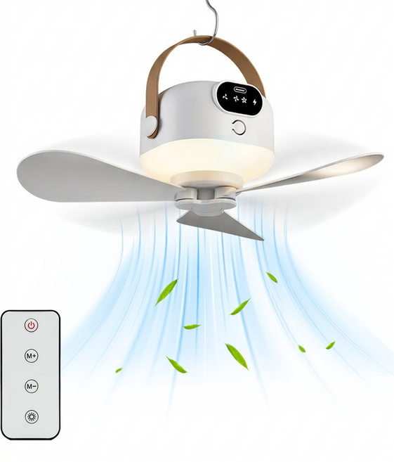 무선 타프 실링팬 캠핑 천장형 선풍기 서큘레이터 라이트 조명 가정 텐트용, 화이트