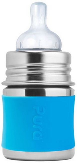美國Pura Kiki 不鏽鋼環保成長瓶150ml 嬰兒奶瓶 不鏽鋼奶瓶 安全無毒, 1個, 奶瓶-天空藍
